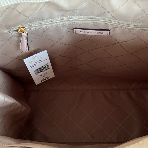 Michael Kors Mirella Large NS Canvas Tote Shoulder Satchel Bag Neutral Pink - Picture 7 of 10